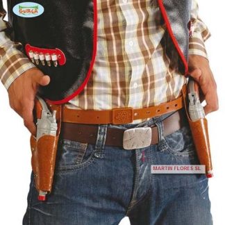 Cartuchera Cowboy doble con pistolas Infantil