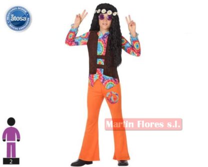 Disfraz hippie pantalón naranja