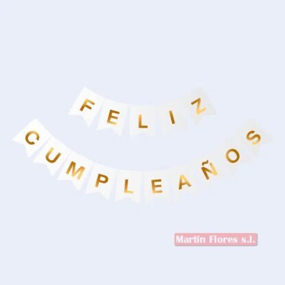 Feliz cumple Blanco dorado