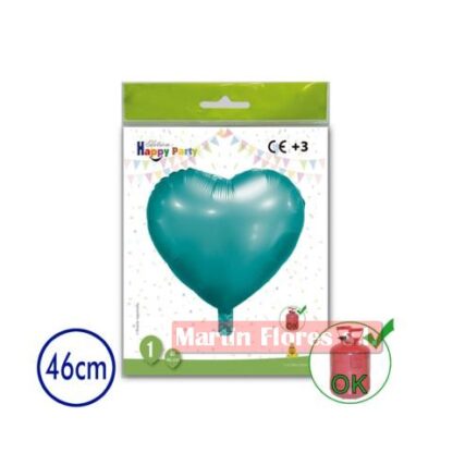 Globo foil Corazón agua marina