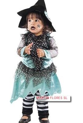 Disfraz bruja animada verde bebé, disfraces Halloween bartos en Sevilla