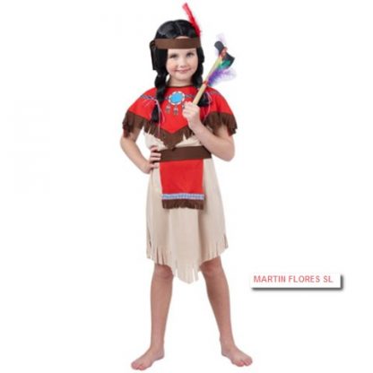 Disfraz india beige y roja