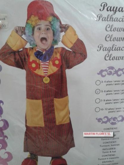 Disfraz payaso bolsillos infantil