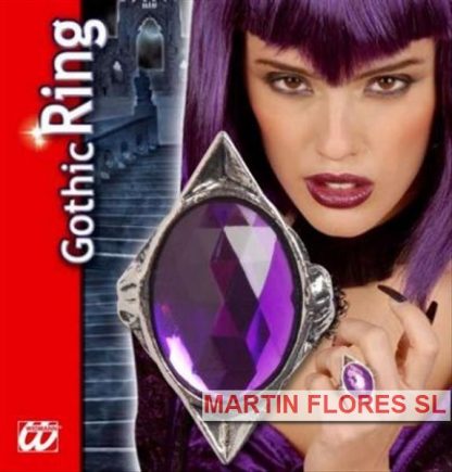 Anillo plateado y morado
