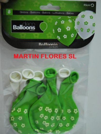 Globo margaritas verdes y blancas