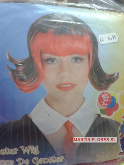 Peluca corta roja y negra