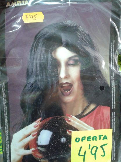 Peluca bruja negra lisa