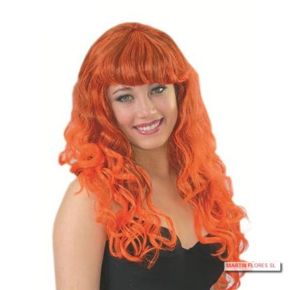Peluca bucles rizos naranja