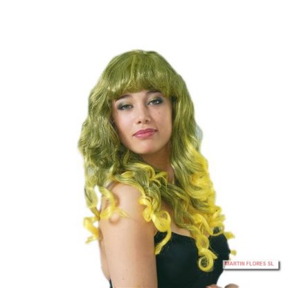 Peluca bucles rizos verdes