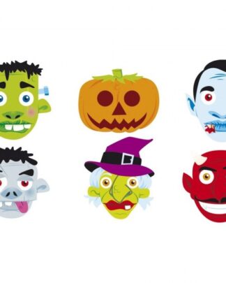 Caretas cartón halloween 6u