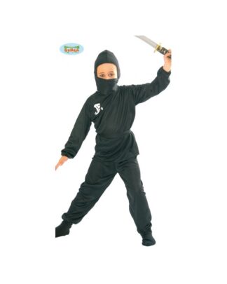 El Disfraz ninja negro Guir  Disponible en la talla  7-9 y 10-12  años (indícanoslo en observaciones, último paso del pedido).