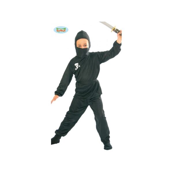 El Disfraz ninja negro Guir  Disponible en la talla  7-9 y 10-12  años (indícanoslo en observaciones, último paso del pedido).