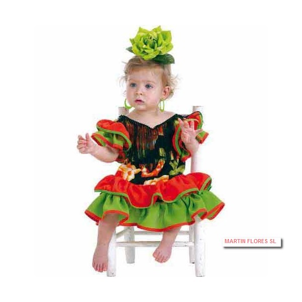 Disfraz flamenca flores bebé en Sevilla para disfrazar de