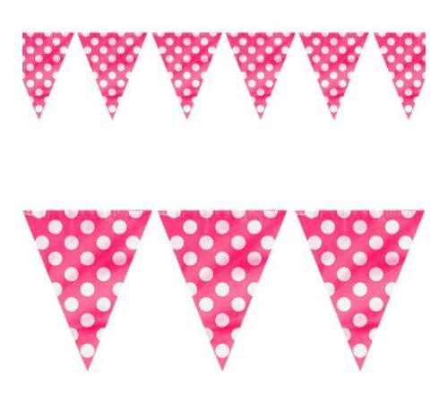 1 banderín rosa lunares 2.5m