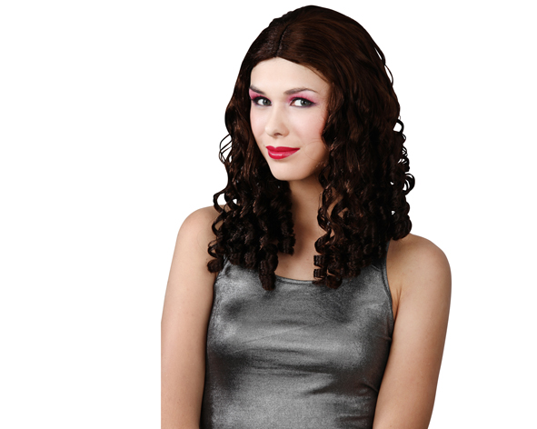 Peluca tirabuzones marrón