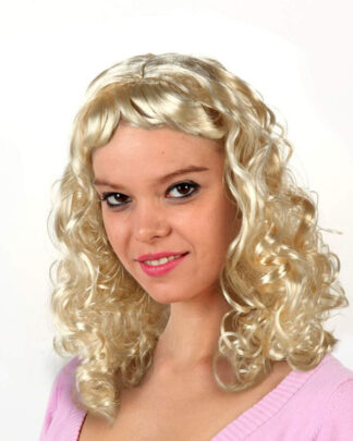 Peluca rubia rizada mini flequillo