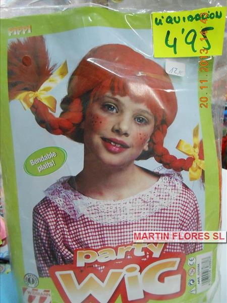 Peluca  niña trenzas naranjas