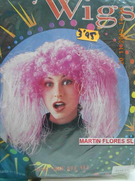 Peluca rosa extra coletas