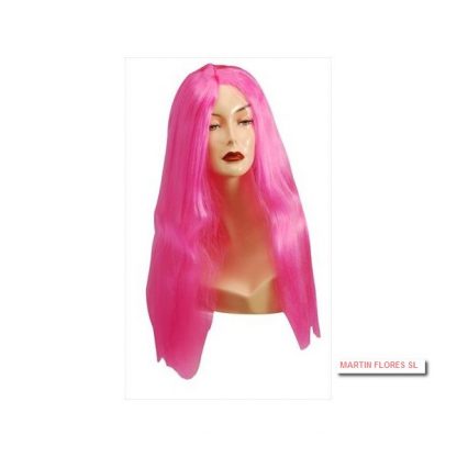 Peluca larga rosa