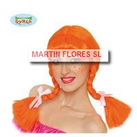 Peluca naranja trenzas mujer