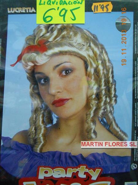 Peluca tirabuzones castaña