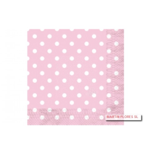 Servilleta rosa lunares blancos