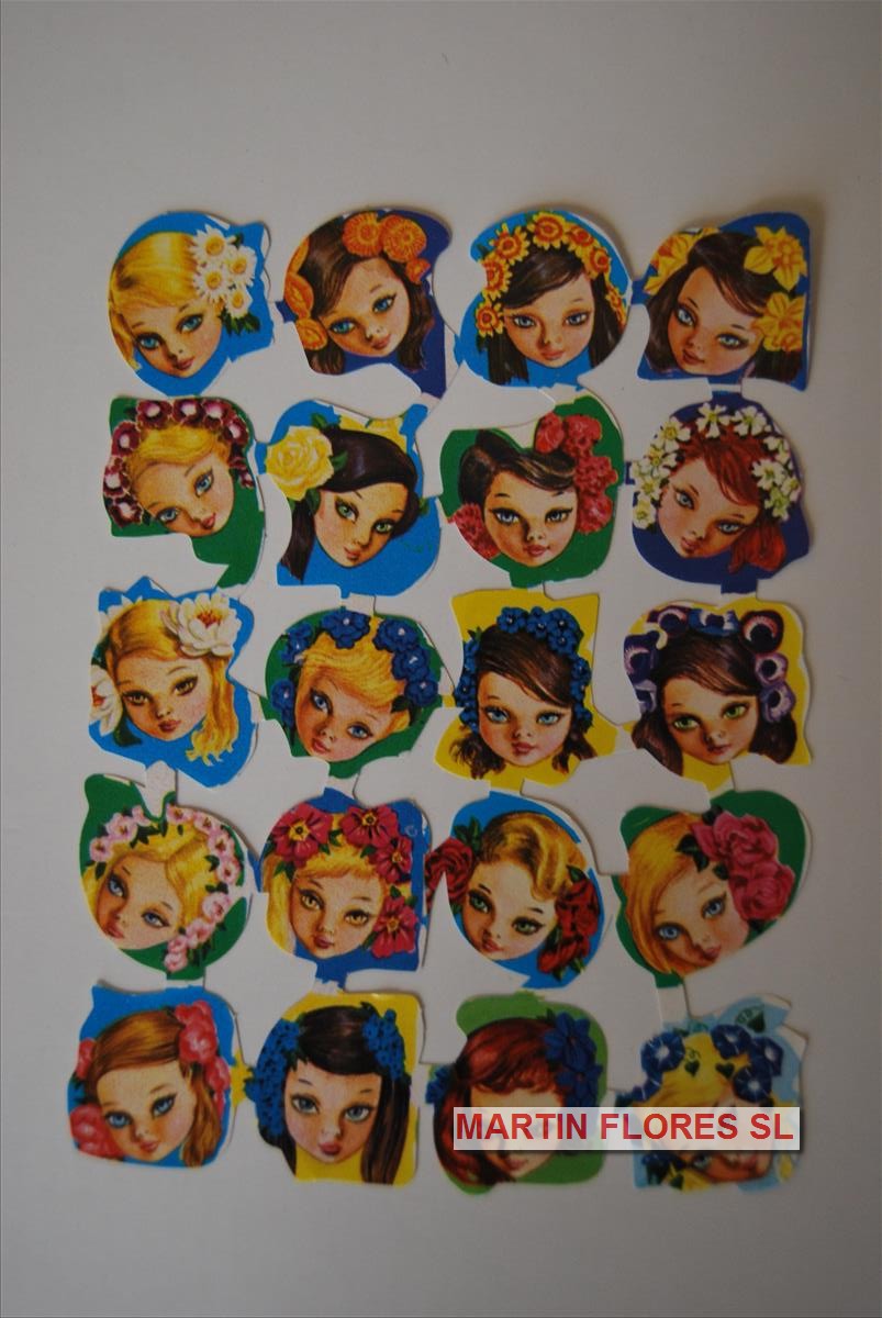 Cromos español niñas diademas flor