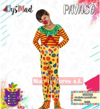 Disfraz payaso amarillo tirantes C