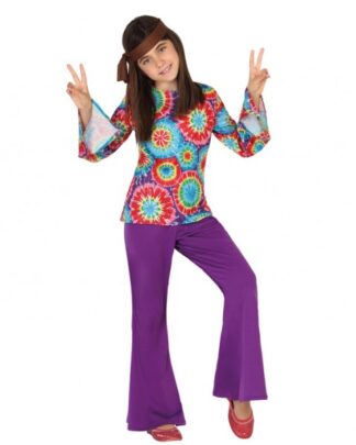 Disfraz hippie pantalón morado niña