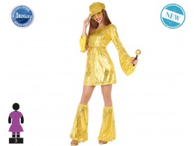 Disfraz vestido disco oro con campanas