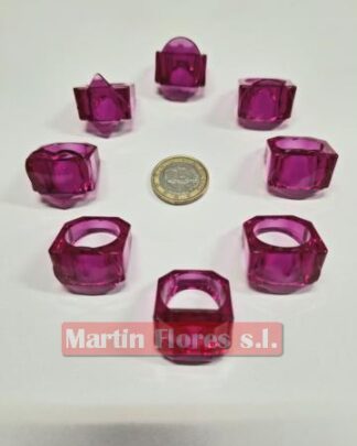 Anillos rosas plástico 8u