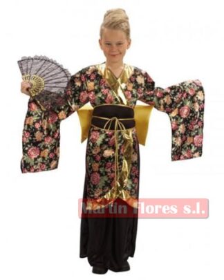 Disfraz china Geisha negro-dorado