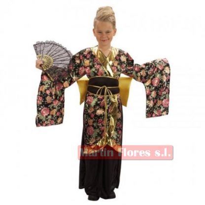 Disfraz china Geisha negro-dorado