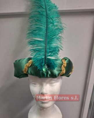 Turbante verde especial pluma