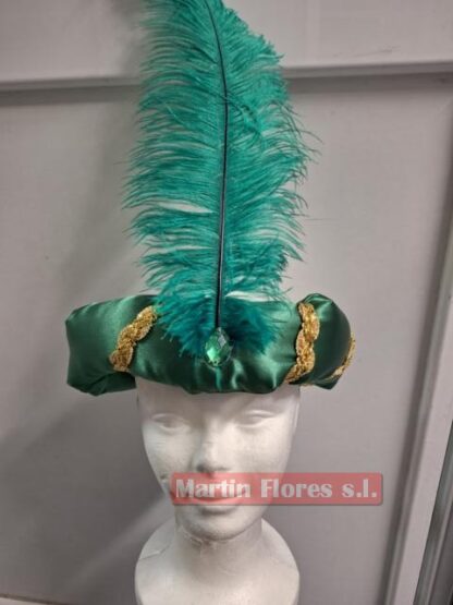 Turbante verde especial pluma