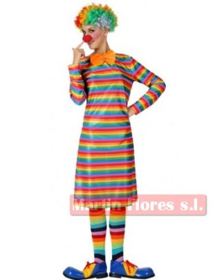Disfraz payasa mujer rayas multicolor