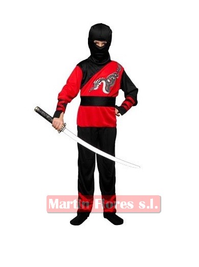 Disfraz ninja dragón rojo y negro