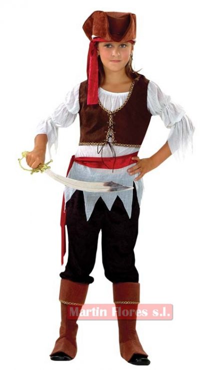 Disfraz pirata niña corpiño marrón