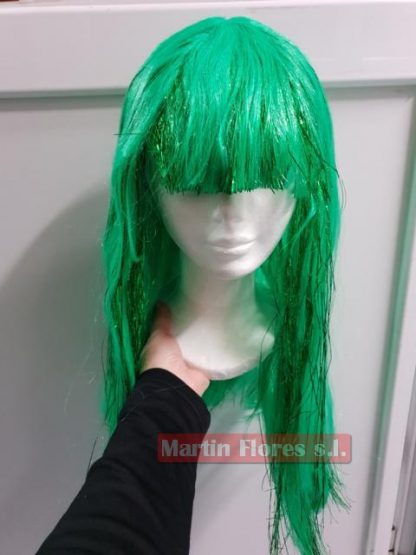 Peluca mechas metalizadas verde