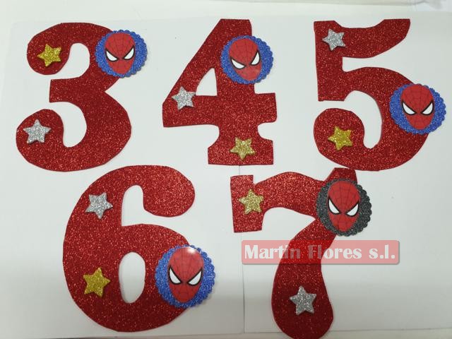 Número decoración tarta Spiderman en Sevilla chuches y disfraces