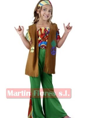 Disfraz hippie marrón verde niña