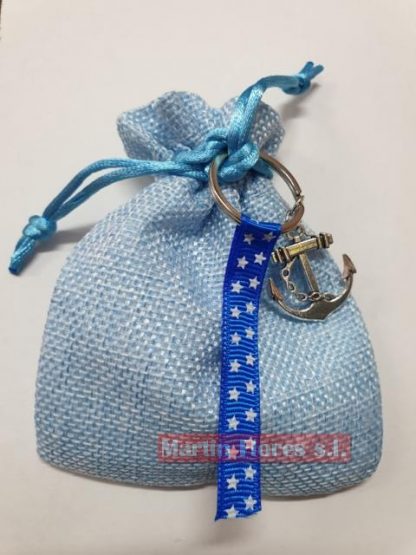 Recuerdo comunión llavero Ancla bolsa celeste - Imagen 2