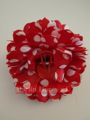 Flor pinza flamenca rojo lunar para chotis, despedida soltera Sevilla