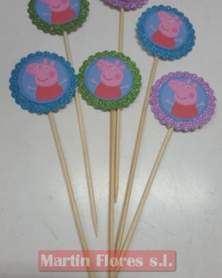 Brocheta decoración 6u Peppa Pig