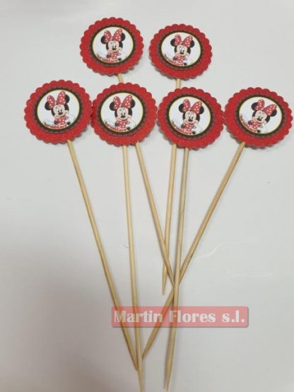 Brocheta decoración 6u Minnie roja