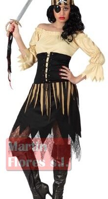 Disfraz pirata crema mujer