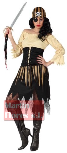 Disfraz pirata crema mujer