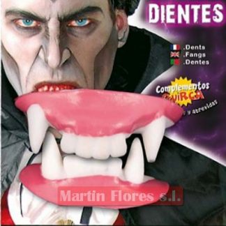 Dentadura colmillos vampiro doble