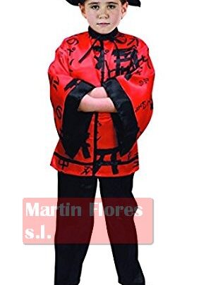 Disfraz chino rojo pantalón negro