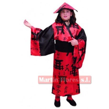 Disfraz china roja negra túnica
